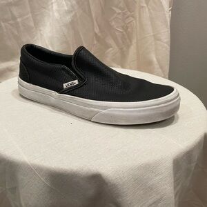 Vans Unisex Classic Slip On Black Perf Leather Shoe Mens 5 Women’s 6.5